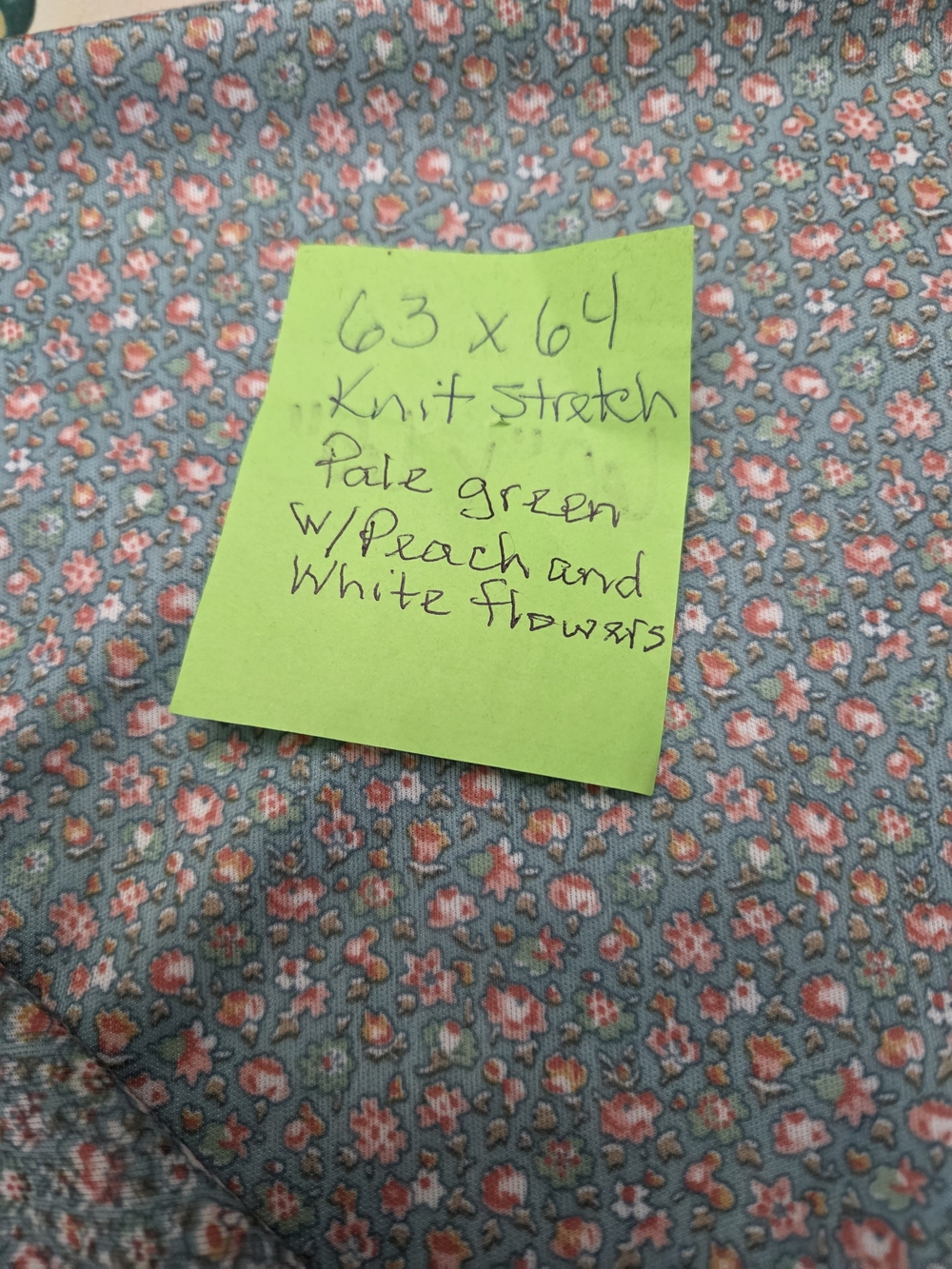Kids Floral Knit Bottoms in Pale Green with Peach and White Flowers